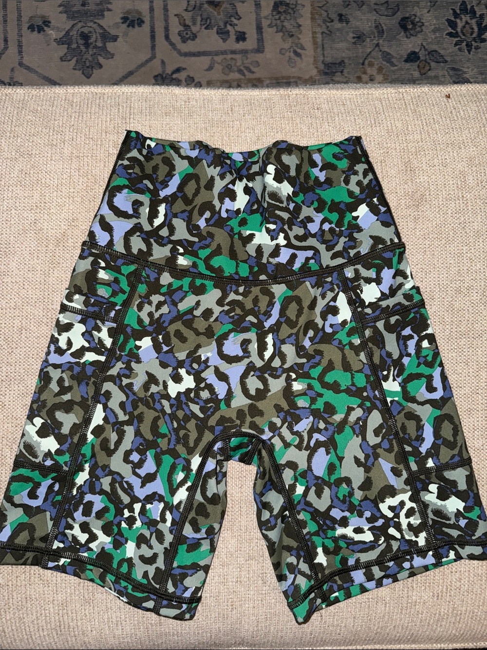 aerie Green, Blue & Black Camo Leopard Bike Shorts